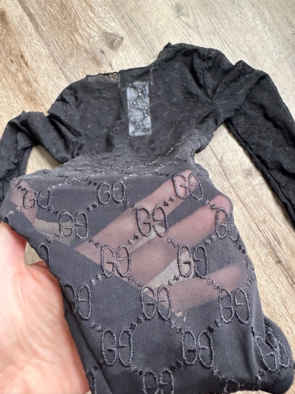 Gucci Black Sheer GG Logo Bodysuit - Picture 4 of 6